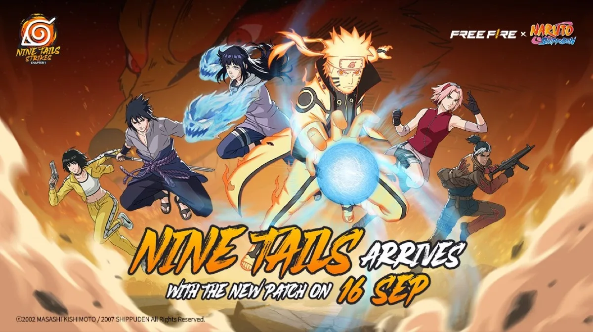 Key art resmi kolaborasi Free Fire OB55 x NARUTO SHIPPUDEN Chapter 1