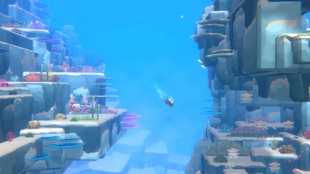 Screenshot gameplay Dave the Diver memperlihatkan eksplorasi Blue Hole