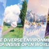 Screenshot gameplay Aniimo memperlihatkan eksplorasi dunia terbuka Idyll