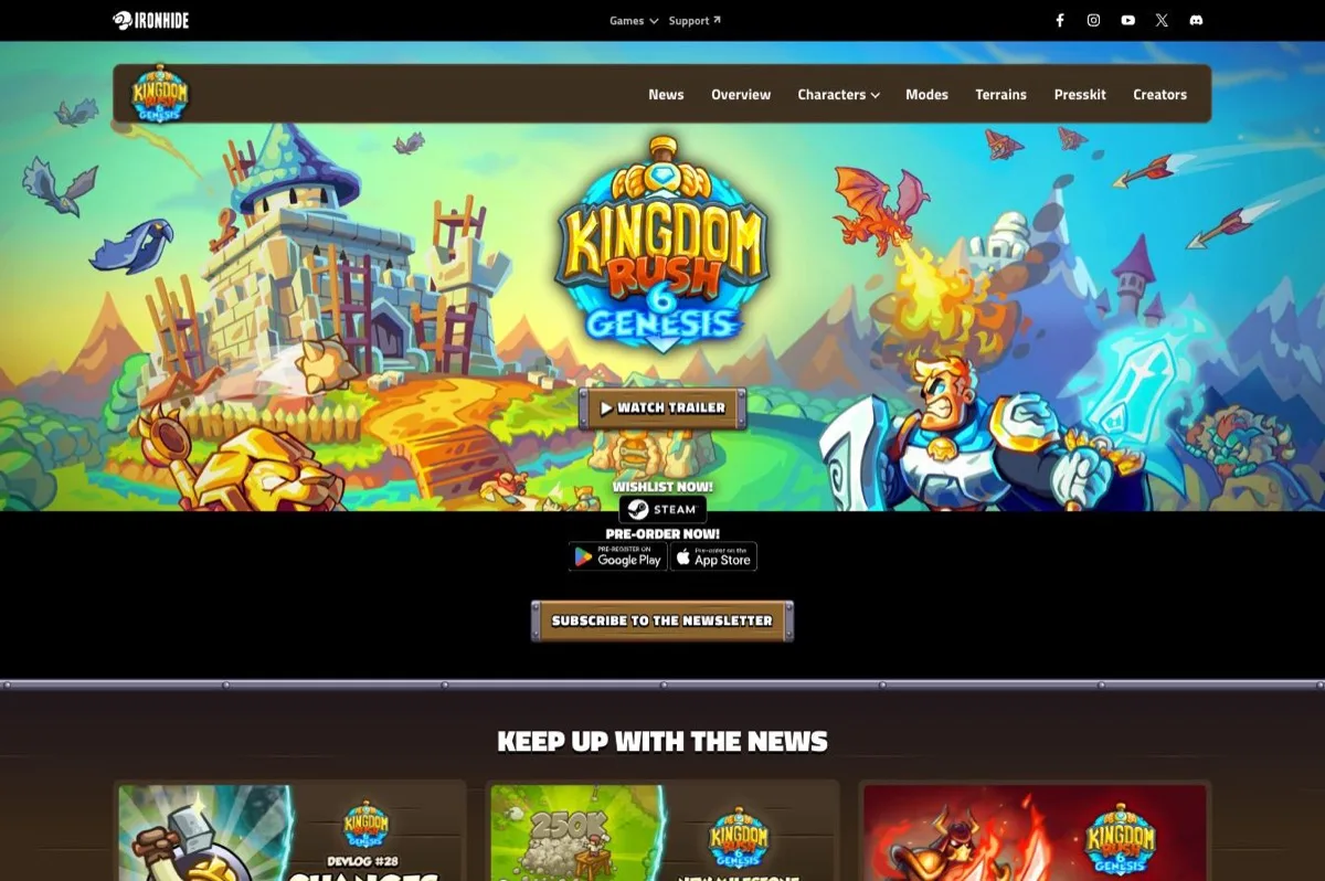 Halaman pre-order Kingdom Rush 6: Genesis