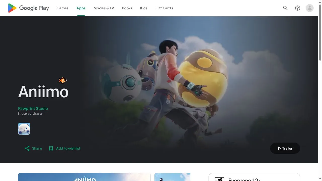 Halaman pre-registration Aniimo di toko aplikasi mobile