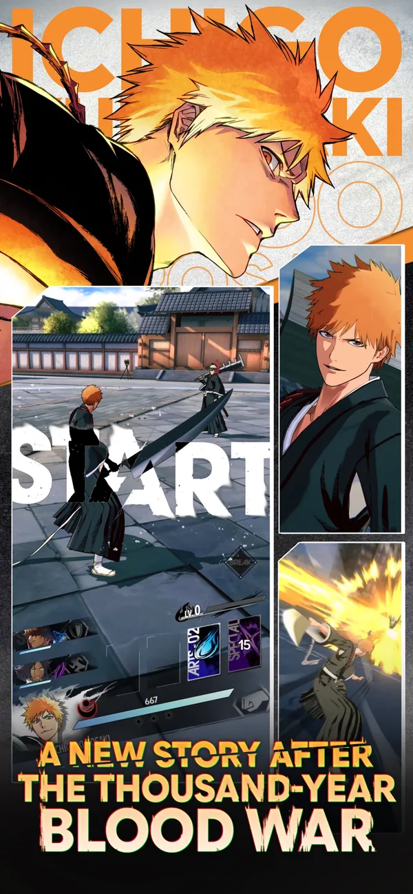Tangkapan layar resmi pertarungan Ichigo di BLEACH Mirrors High