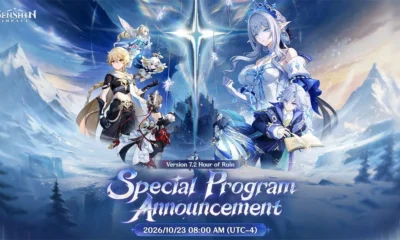 Banner resmi Special Program Genshin Impact Versi 7.2 Hour of Ruin, tempat kode redeem Genshin 7.2 livestream dibagikan