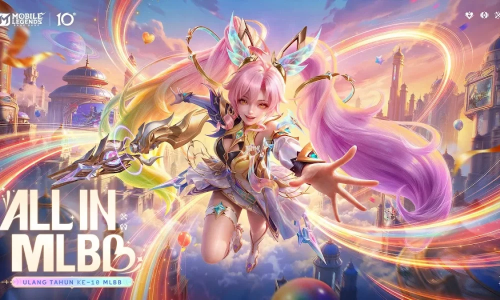 Key art kampanye ALL IN MLBB ulang tahun ke-10 Mobile Legends: Bang Bang