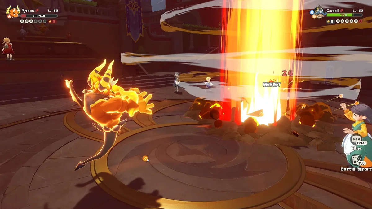 Tangkapan layar resmi pertarungan giliran Jinies di arena Roco Kingdom